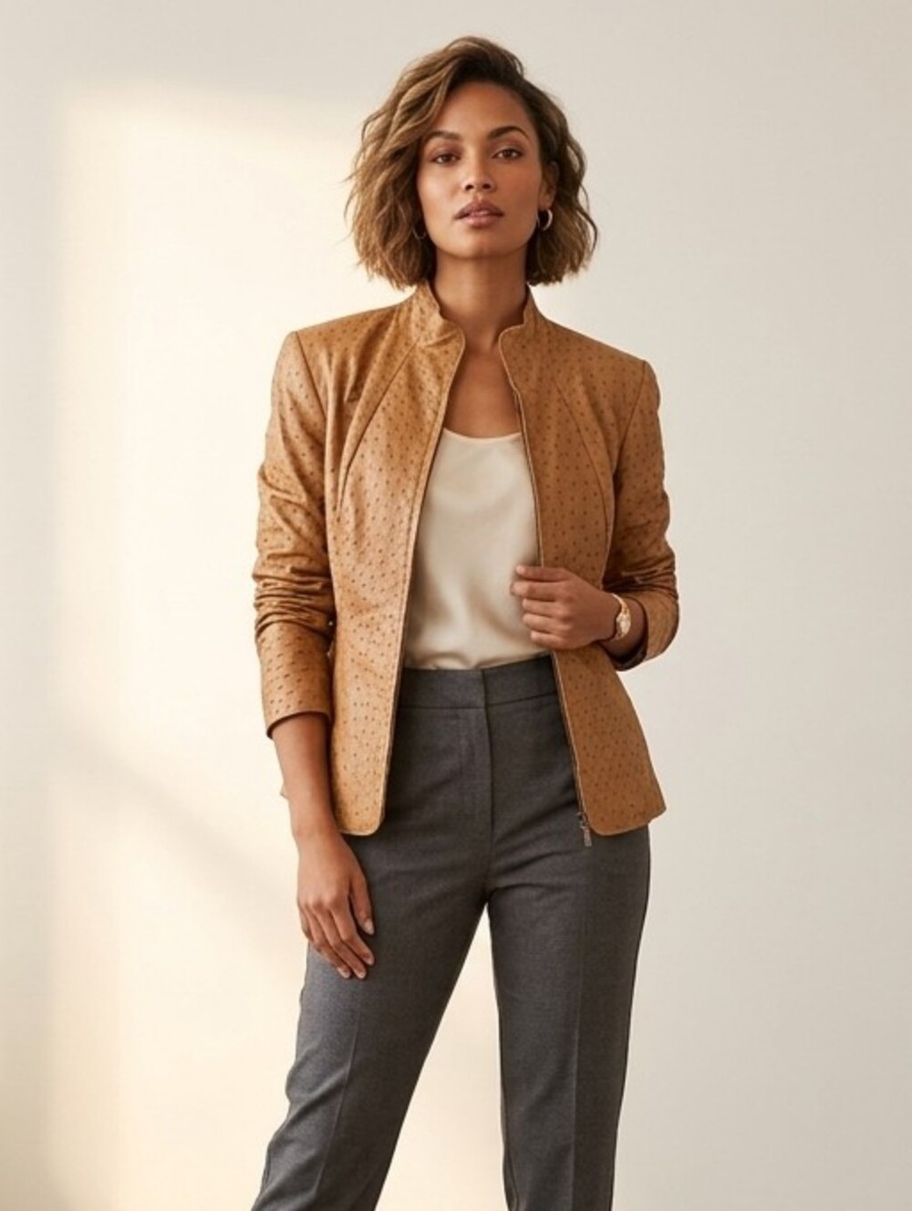 DANIER Vintage Ostrich-Embossed Leather Jacket